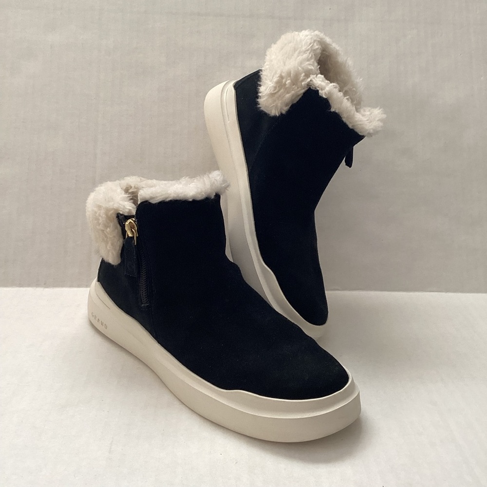 Cole Haan Grandpro Rally black suede women’s booties 8B